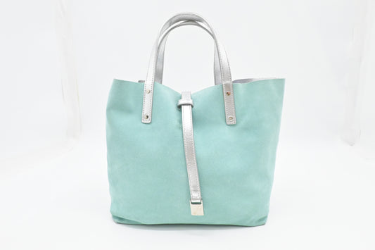 Tiffany & Co. Small Reversible Tote in Silver & Blue Leather