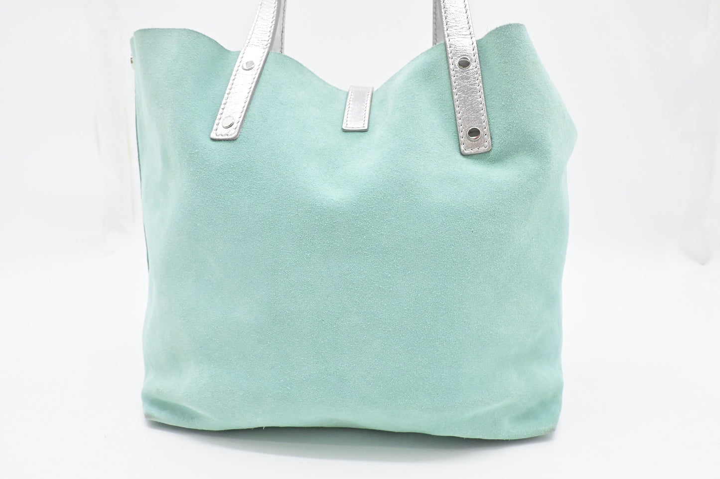 Tiffany & Co. Small Reversible Tote in Silver & Blue Leather