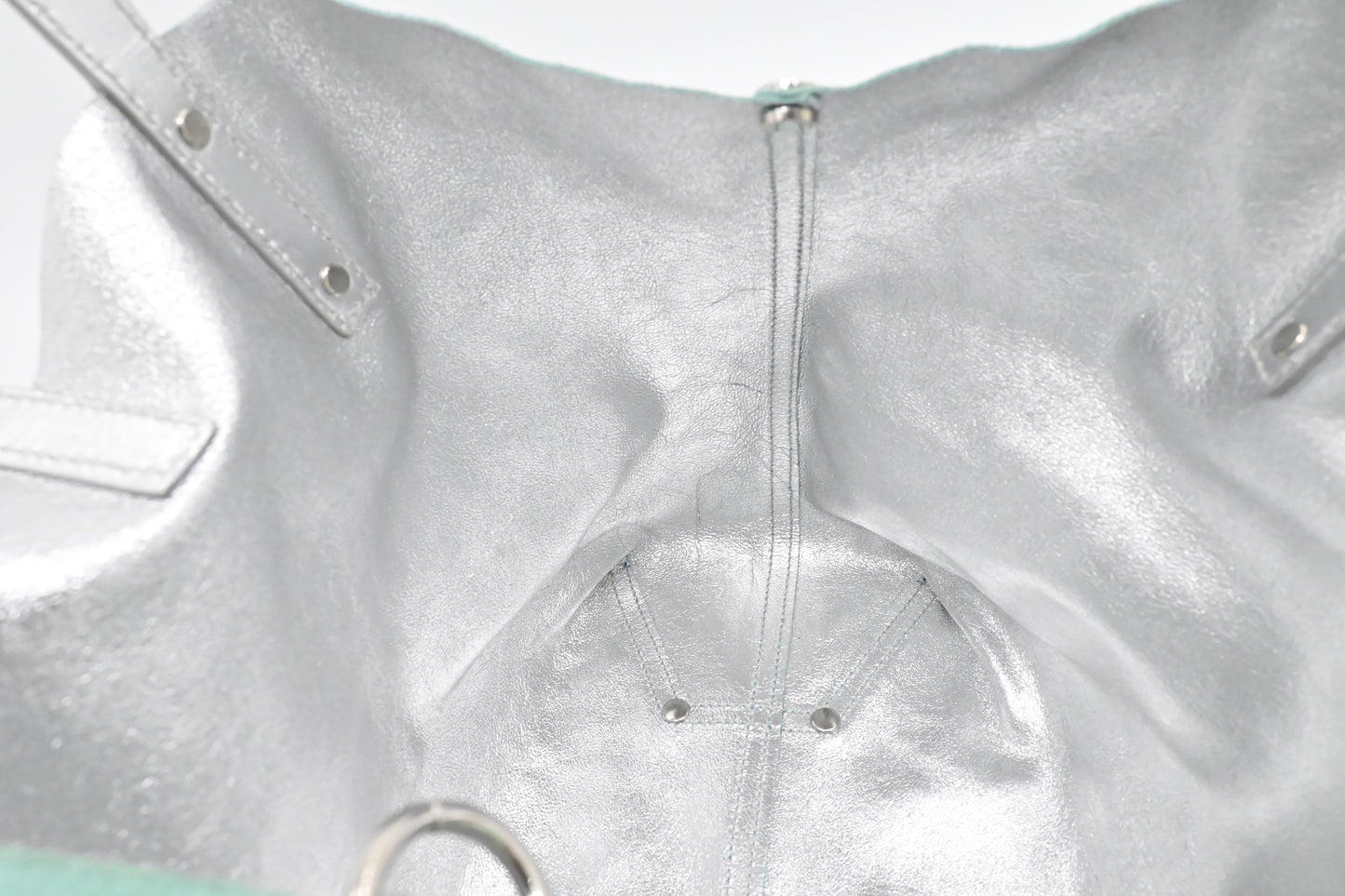 Tiffany & Co. Small Reversible Tote in Silver & Blue Leather