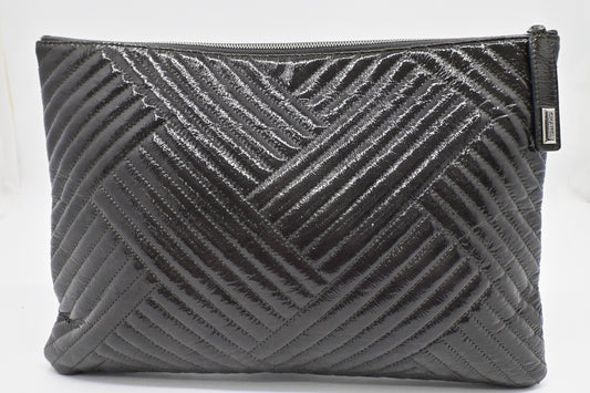 Chanel Medium O Case in Gray Patent Leather