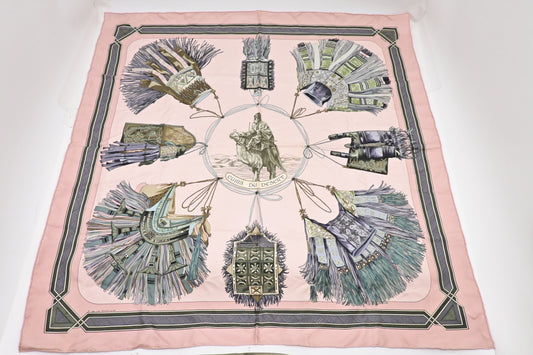 Hermes 'Cuirs de Desert' Carres 90 in Pink Silk