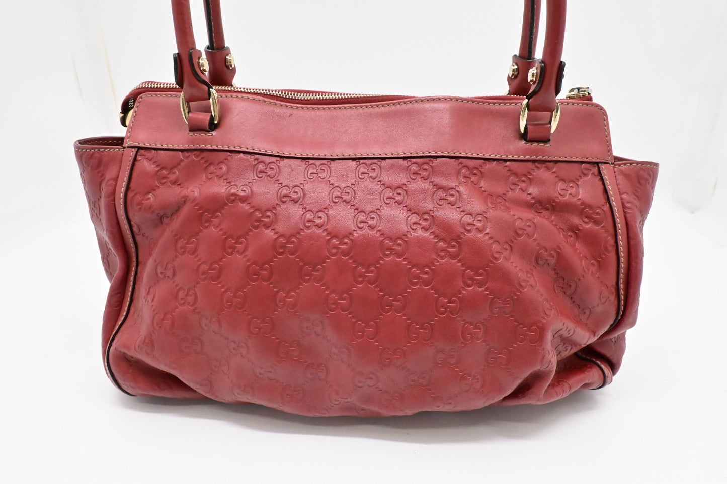 Gucci D-Ring Tote Shoulder Bag in Red Guccissima Leather