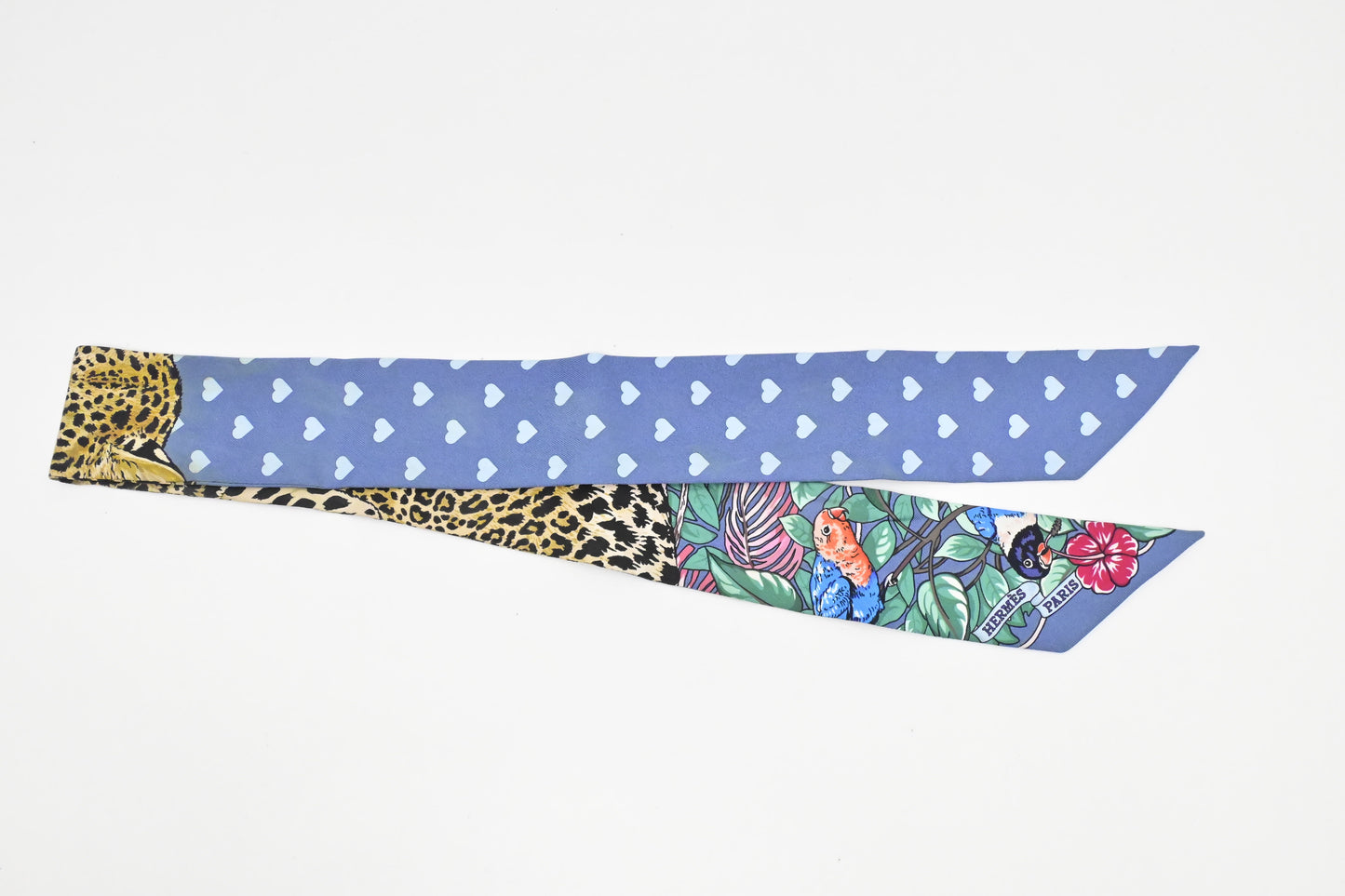 Hermes 'Jungle Love' Twilly in Blue Silk