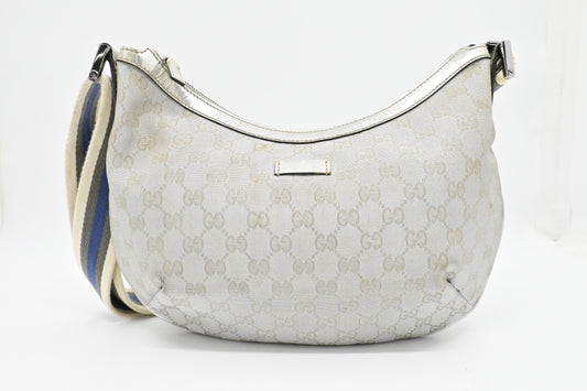 Gucci Crossbody Hobo Bag in Silver GG Canvas