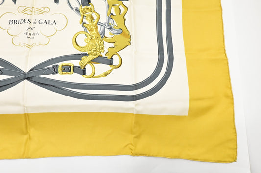 Hermes 'Brides de Gala' Carre 90 in Yellow Silk
