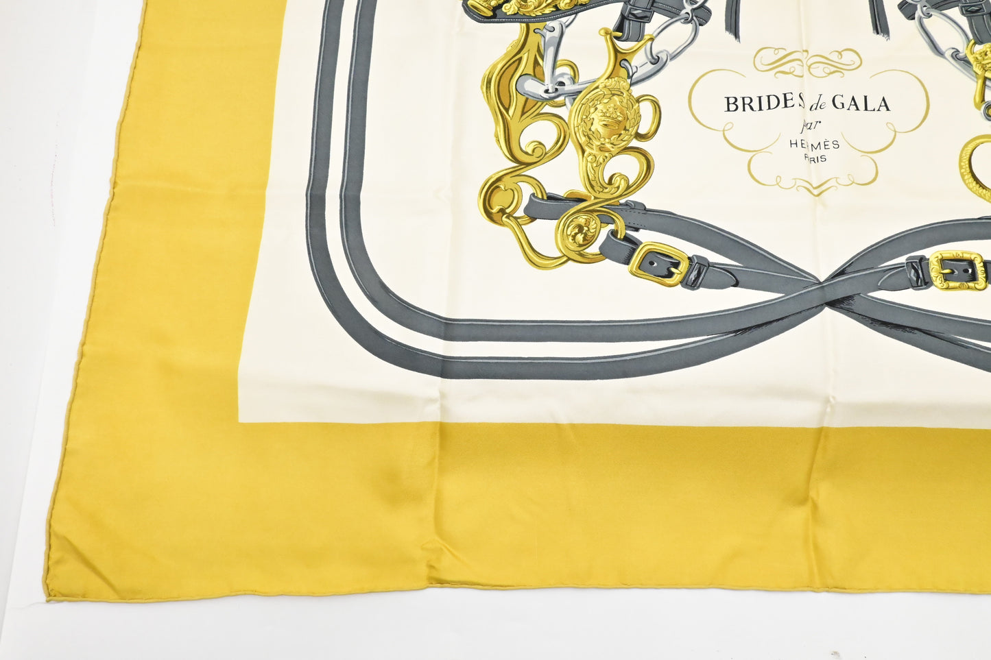Hermes 'Brides de Gala' Carre 90 in Yellow Silk