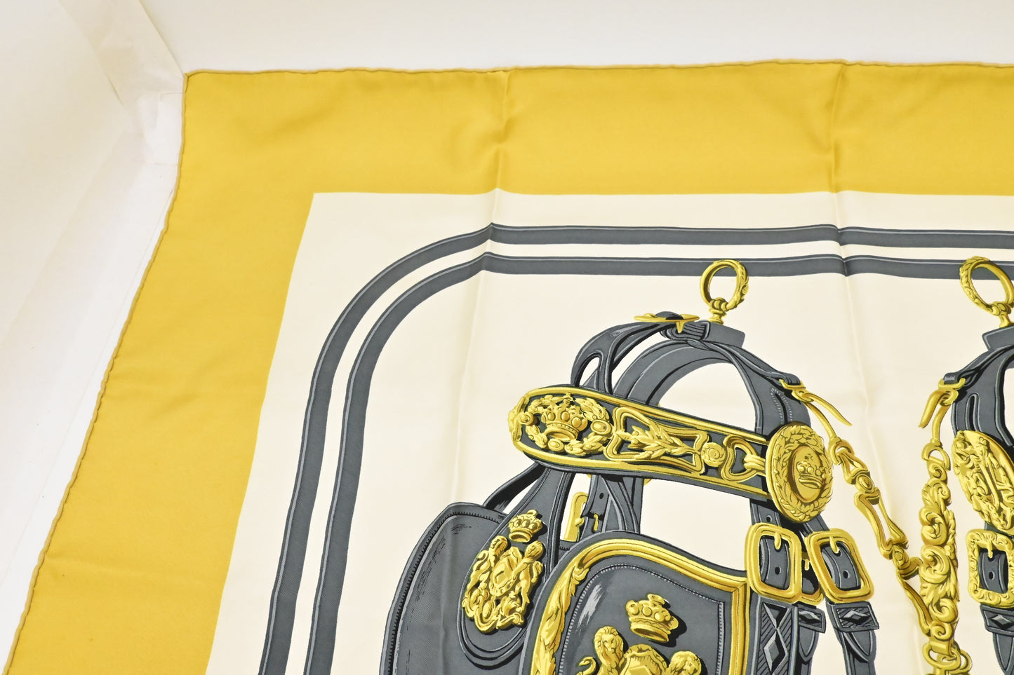 Hermes 'Brides de Gala' Carre 90 in Yellow Silk