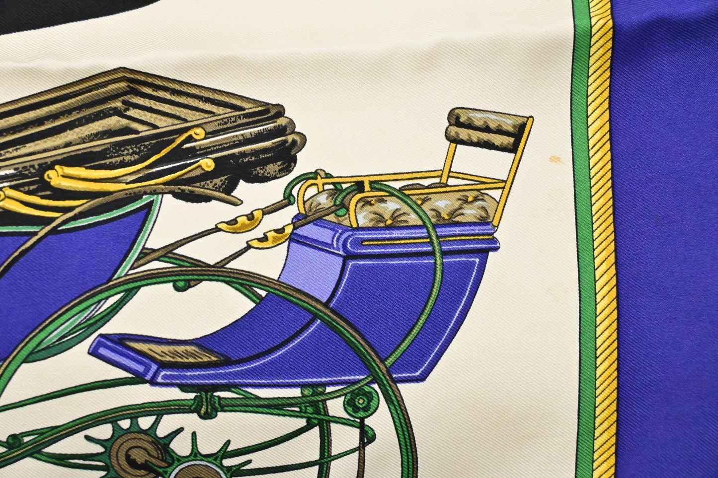 Hermes 'Les Voitures A Transformation' Carre 90 in Blue Silk