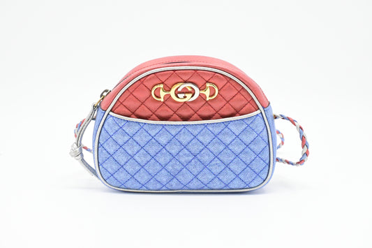 Gucci Trapuntata in Metallic Red, Blue and Silver Leather