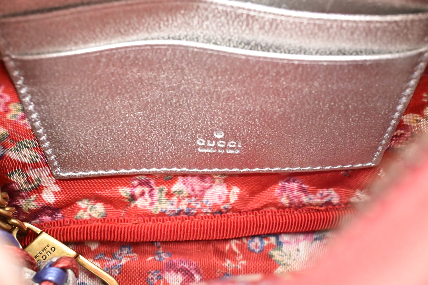 Gucci Trapuntata in Metallic Red, Blue and Silver Leather