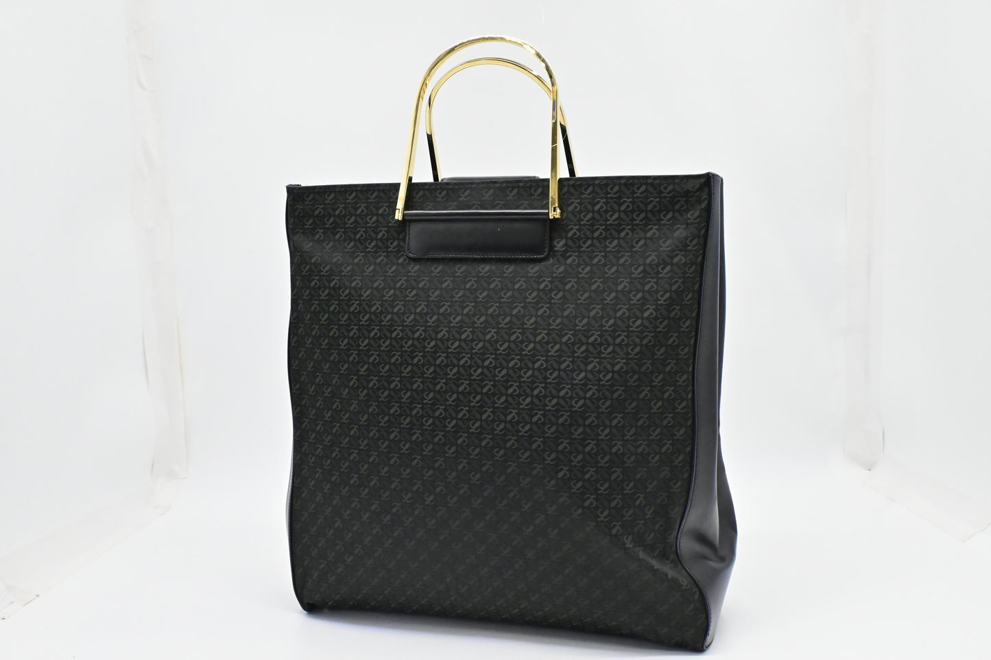 Loewe Anagram Tote in Black & Green Canvas
