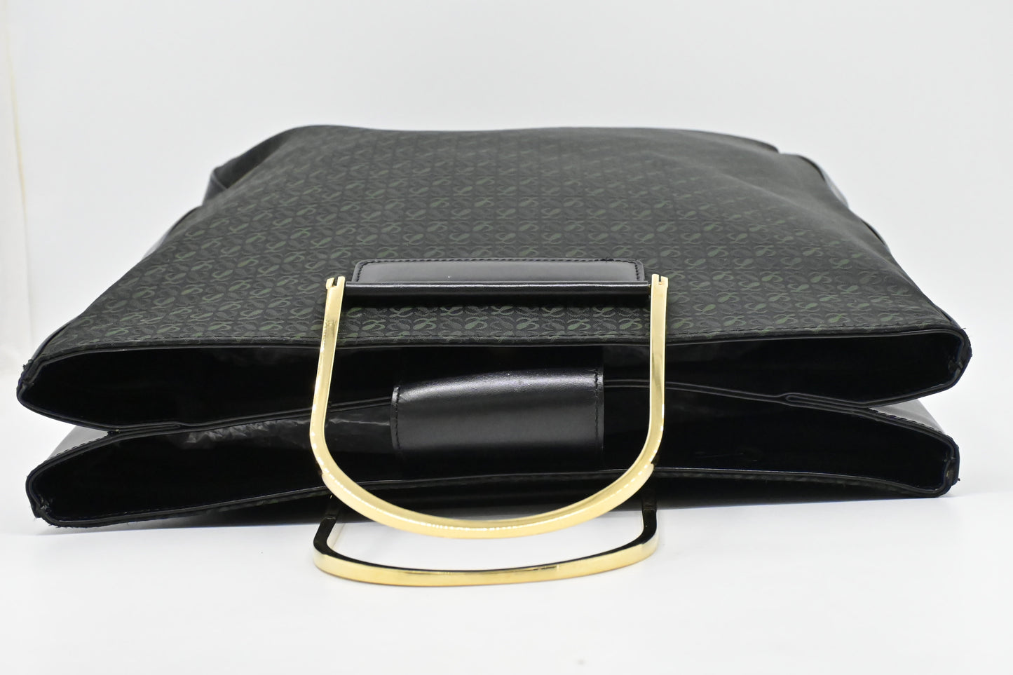 Loewe Anagram Tote in Black & Green Canvas