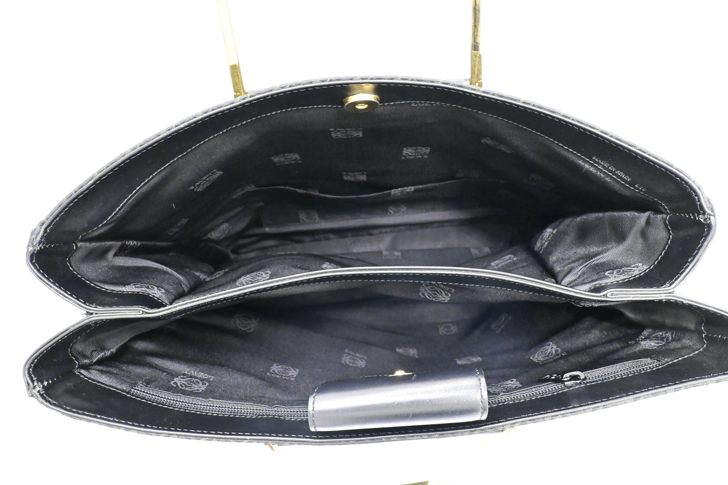 Loewe Anagram Tote in Black & Green Canvas