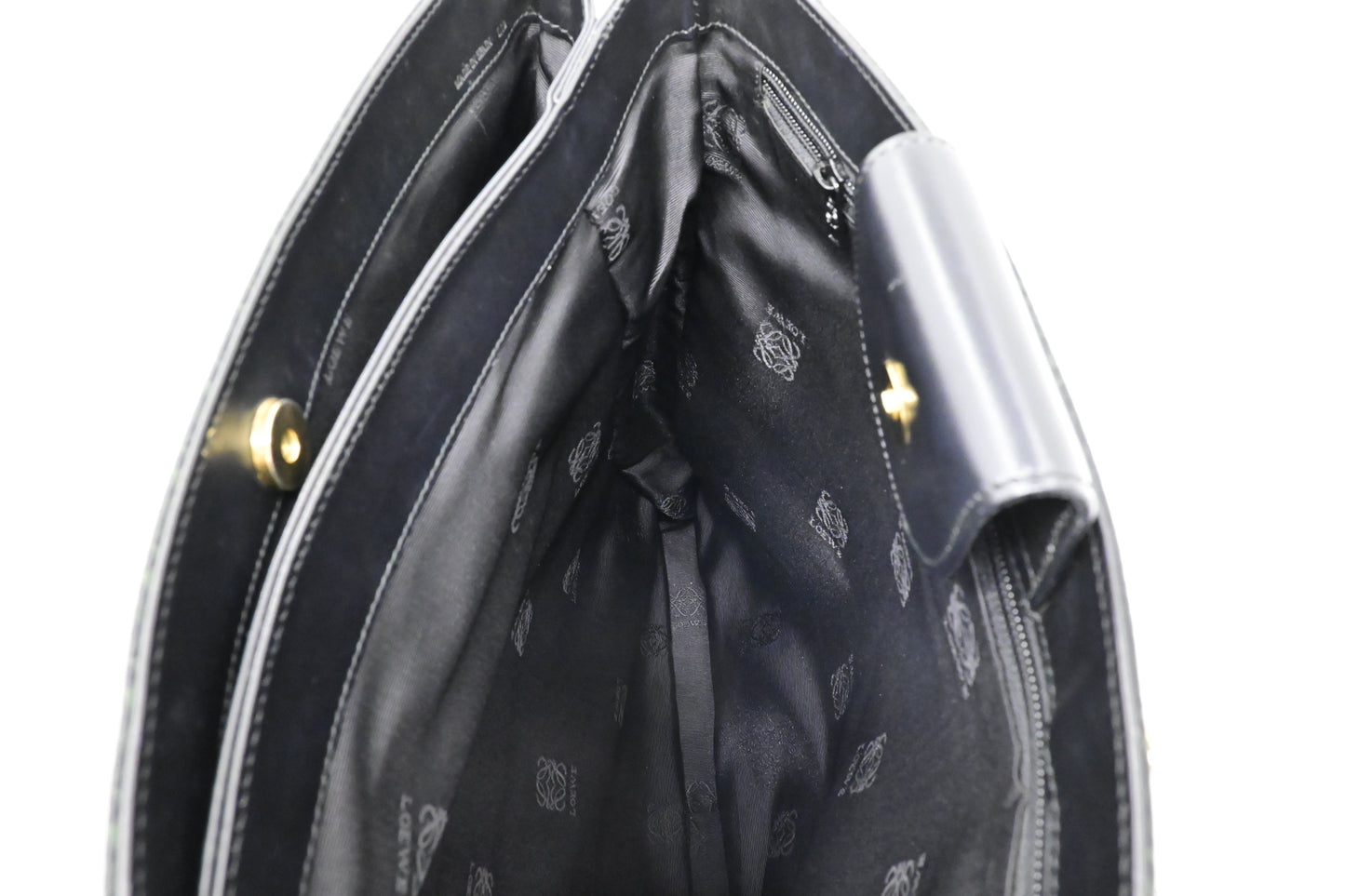 Loewe Anagram Tote in Black & Green Canvas
