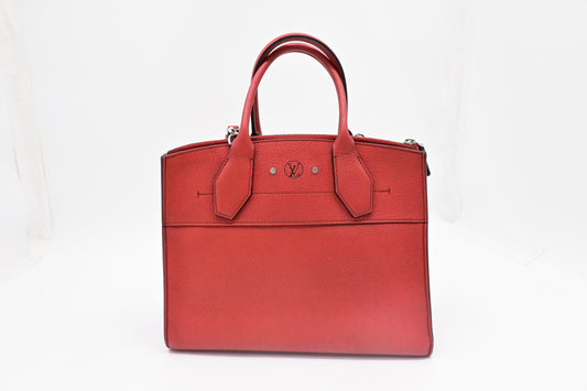 Louis Vuitton City Steamer MM in Red Taurillon Leather