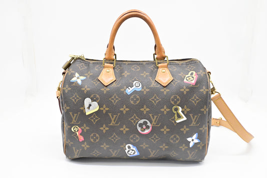 Louis Vuitton Speedy 30 Bandouliere in Love Lock Monogram Canvas