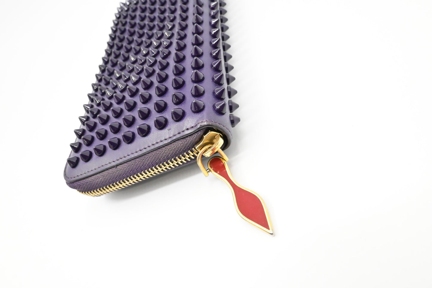 Louboutin Zippy Wallet in Spiked Purple Leather