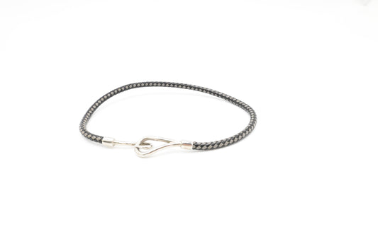 Hermes Jumbo Bracelet in Black and Grey Leather