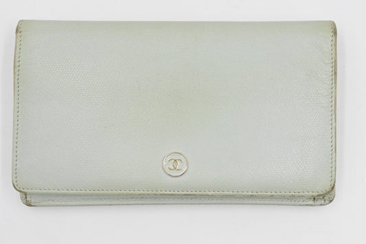 Chanel Bifold Long Wallet in Light Blue leather