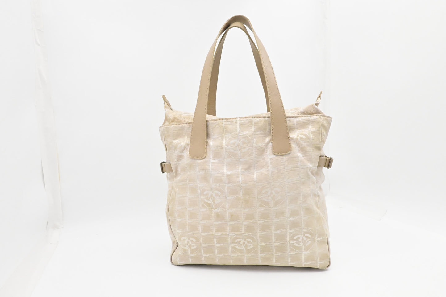 Chanel New Travel Line Zip Tote in Champagne Canvas