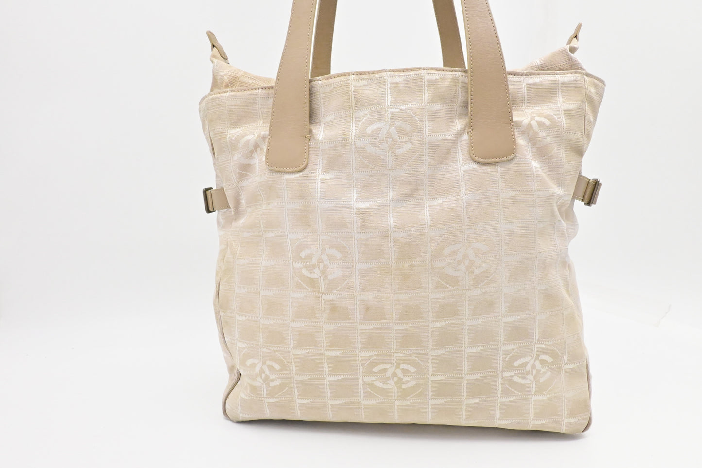 Chanel New Travel Line Zip Tote in Champagne Canvas