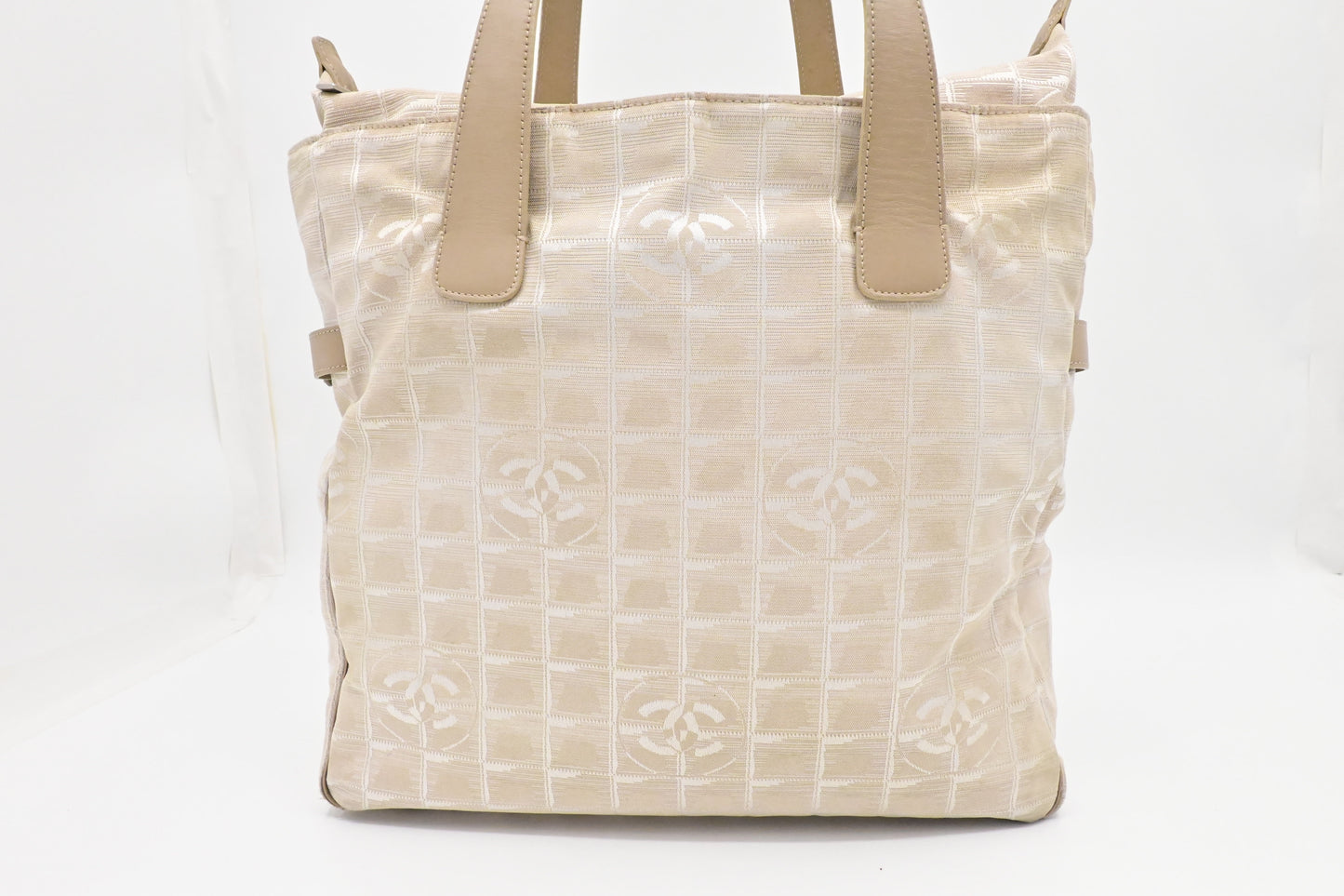 Chanel New Travel Line Zip Tote in Champagne Canvas