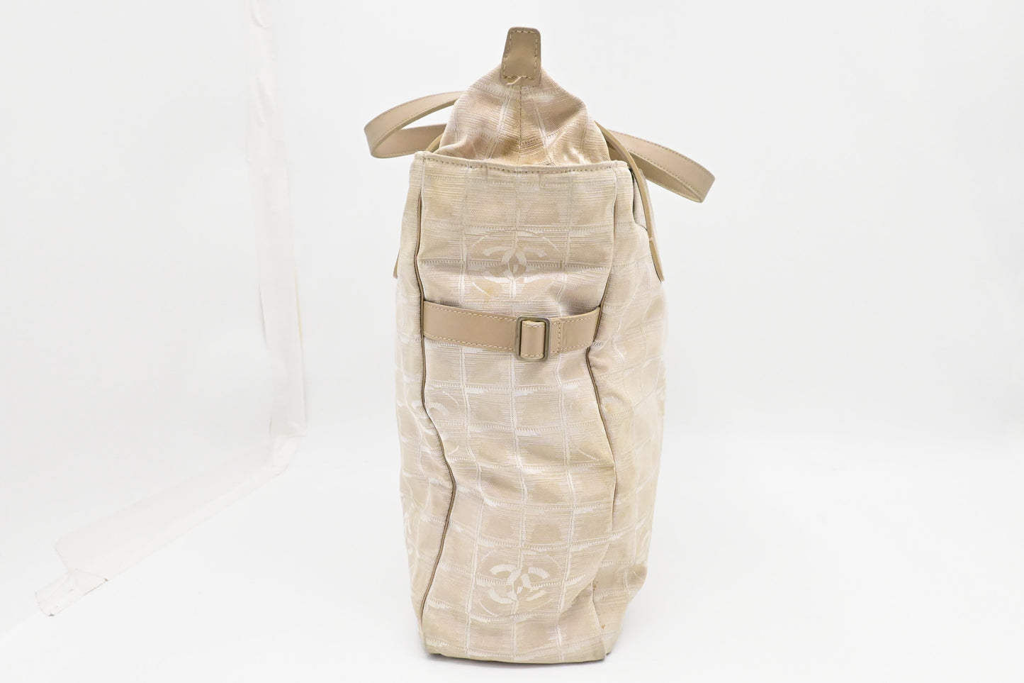 Chanel New Travel Line Zip Tote in Champagne Canvas