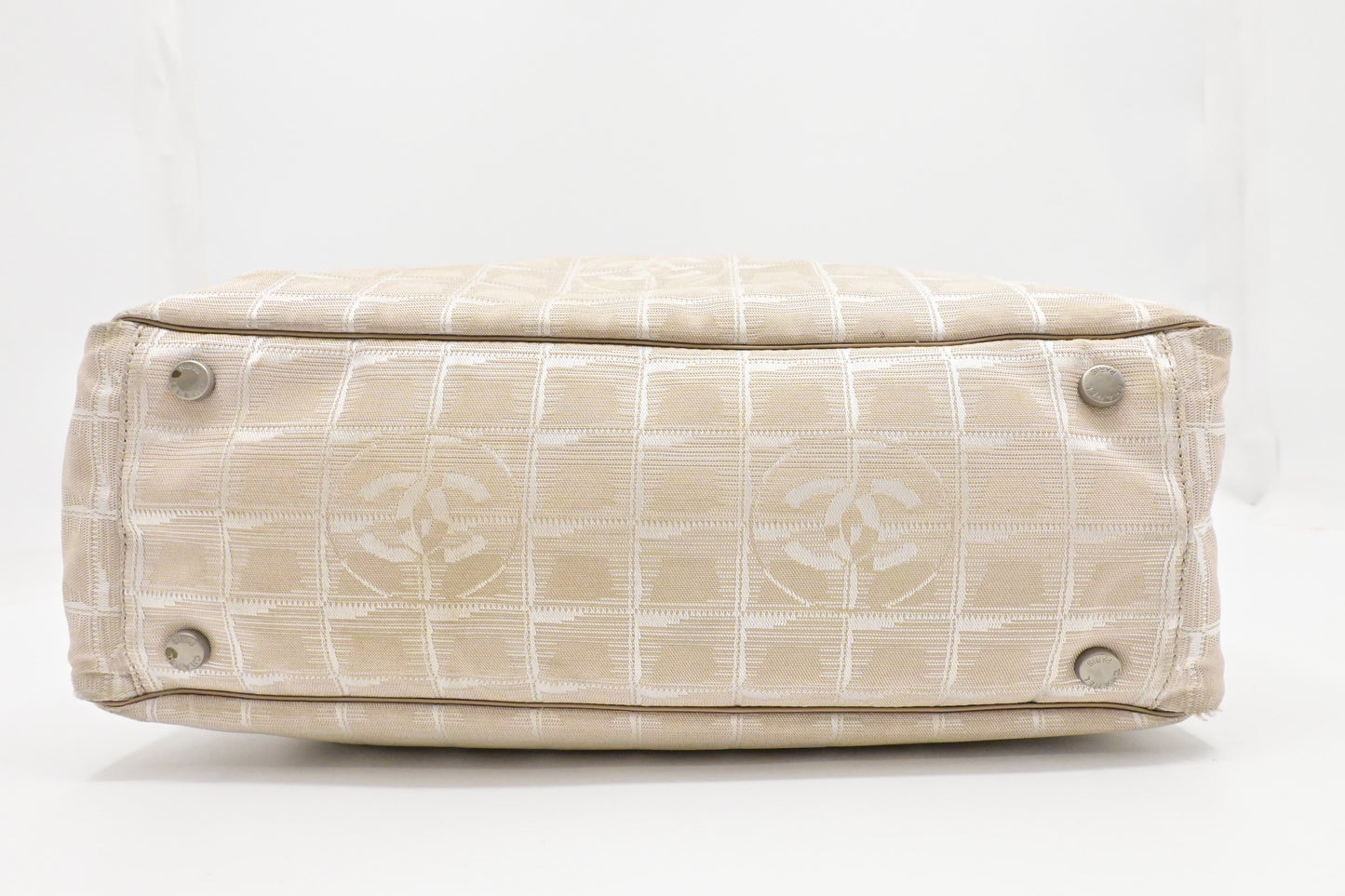 Chanel New Travel Line Zip Tote in Champagne Canvas