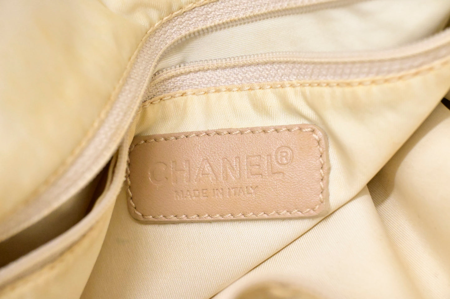 Chanel New Travel Line Zip Tote in Champagne Canvas
