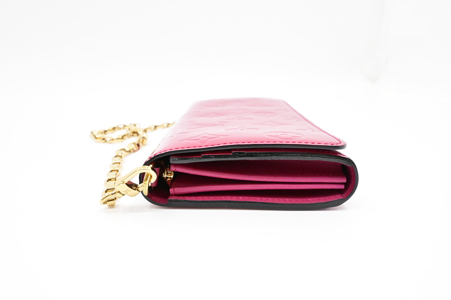 Louis Vuitton Wallet on Chain in Rose Pop Vernis Leather