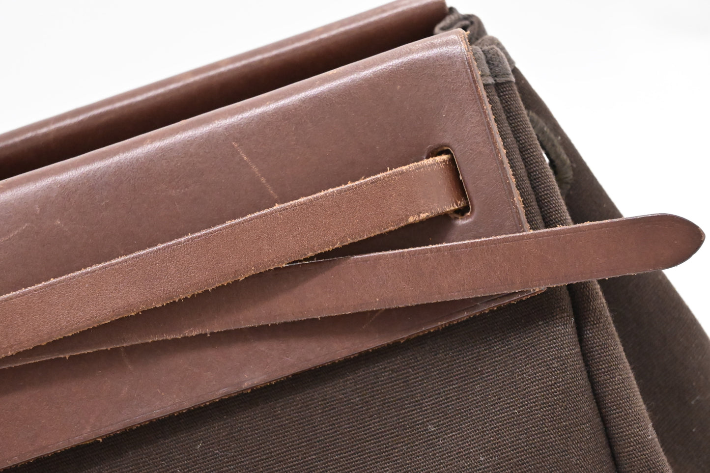 Hermes Herbag Cabas 40 in Brown Leather & Canvas