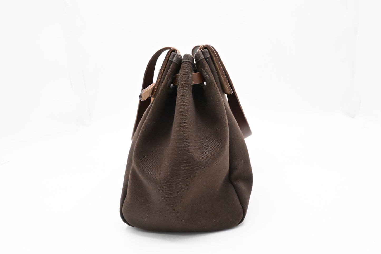 Hermes Herbag Cabas 40 in Brown Leather & Canvas