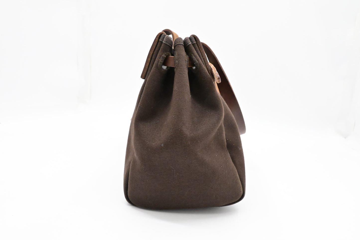 Hermes Herbag Cabas 40 in Brown Leather & Canvas