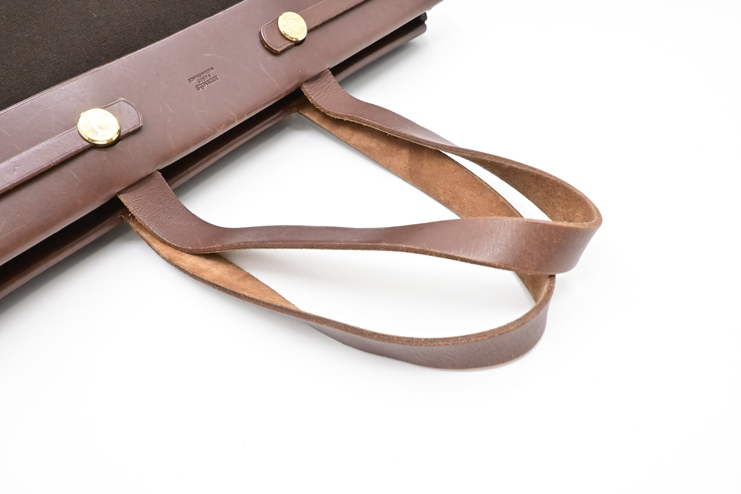Hermes Herbag Cabas 40 in Brown Leather & Canvas
