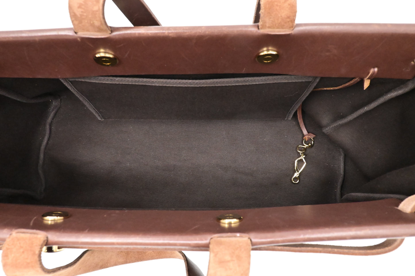 Hermes Herbag Cabas 40 in Brown Leather & Canvas