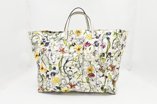 Gucci Tote in White Floral Canvas