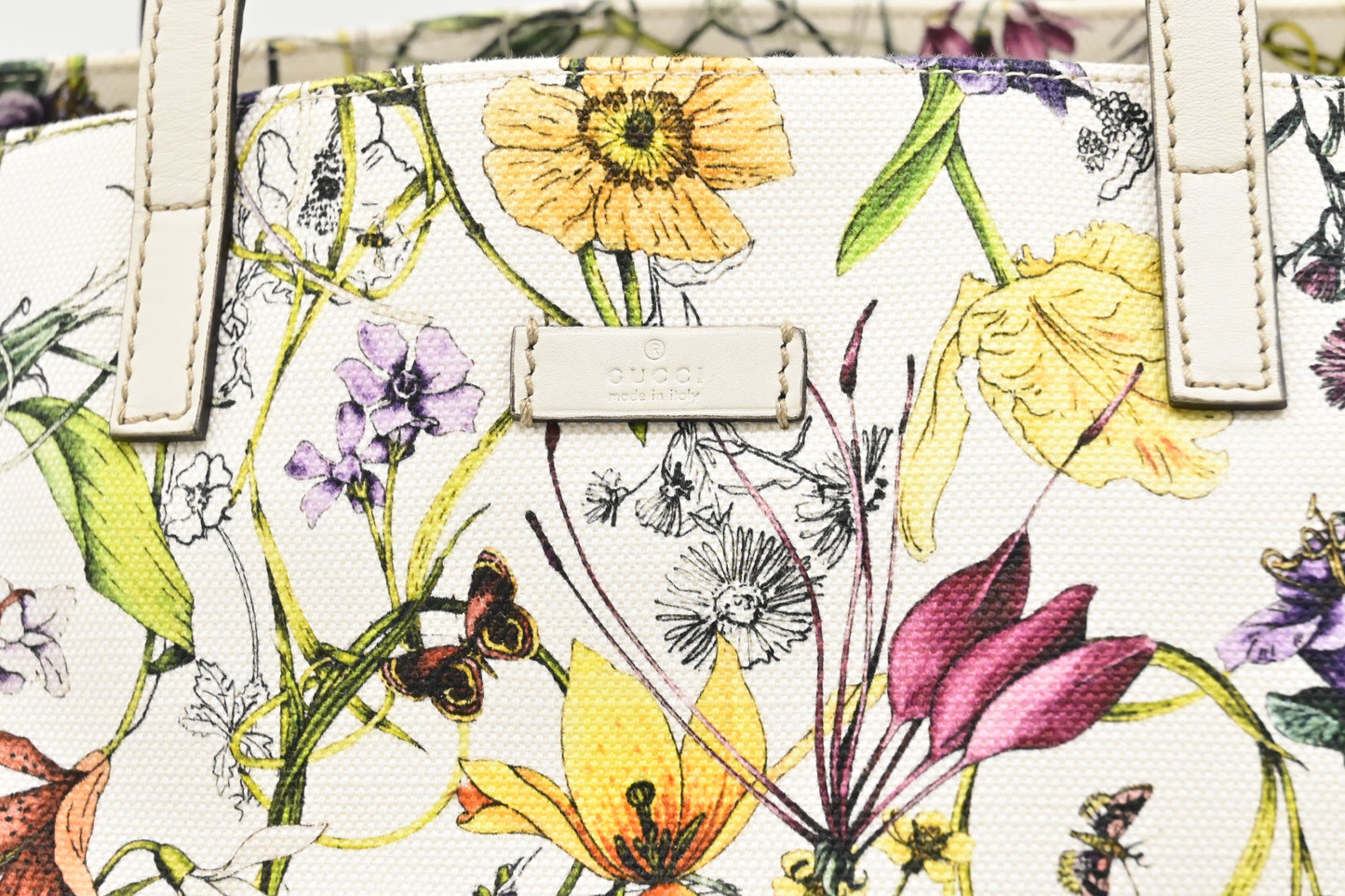 Gucci Tote in White Floral Canvas