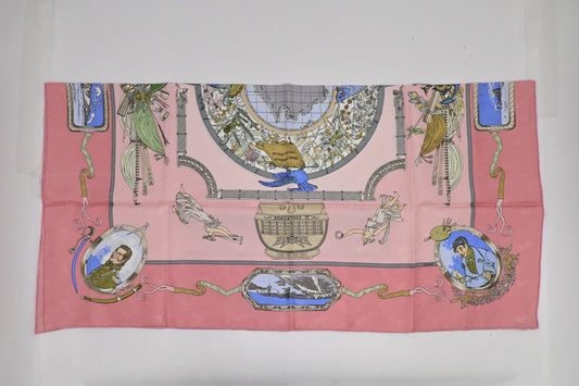 Hermes 'Le Geographe' Carre 90 in Pink Silk