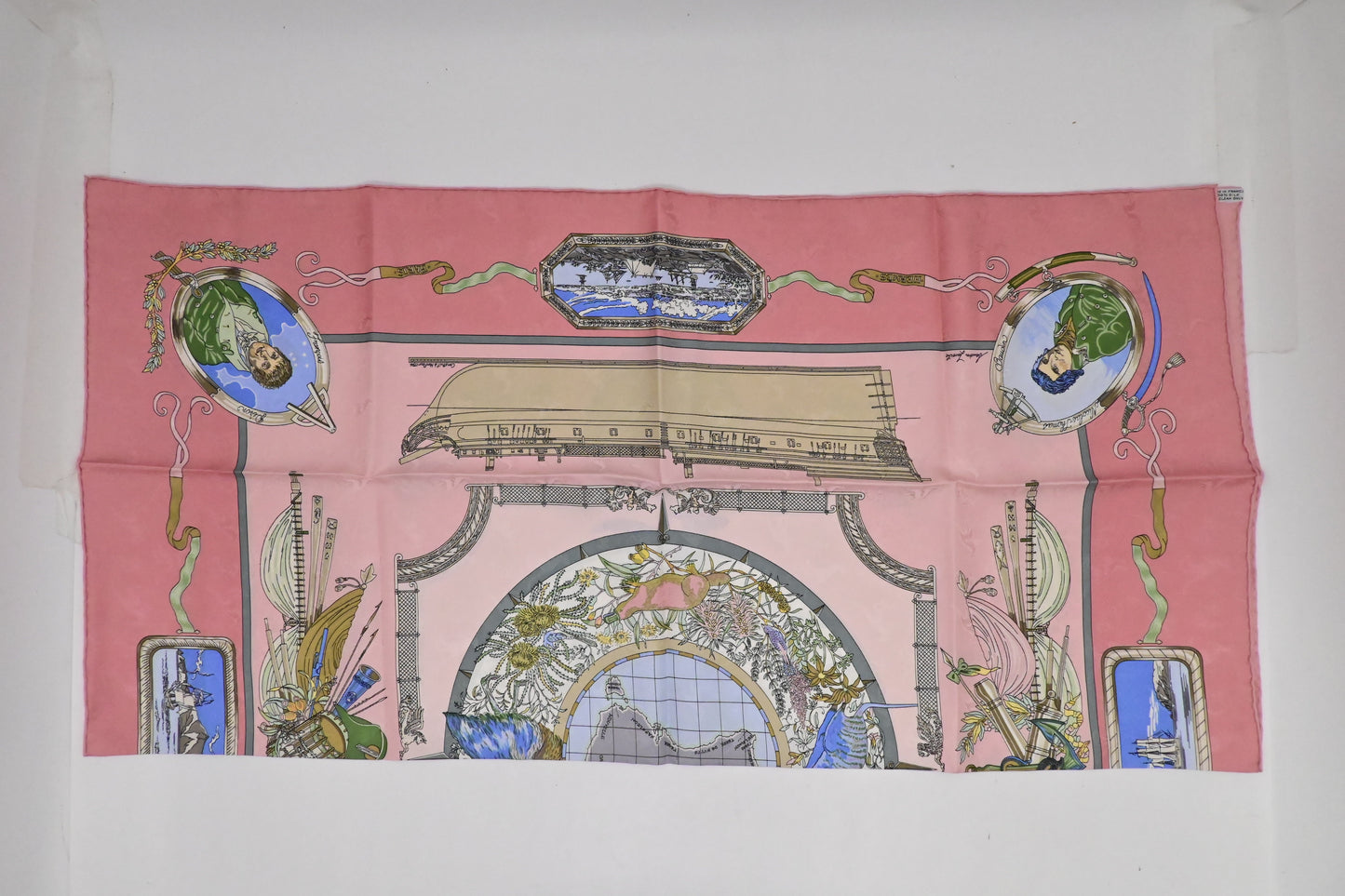 Hermes 'Le Geographe' Carre 90 in Pink Silk
