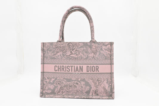 Dior Medium Book Tote in Pink Toile de Jouy Sauvage Embroidery