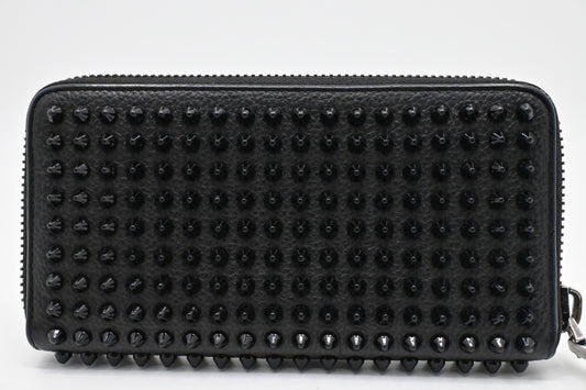 Louboutin Macaron Wallet in Black Studded Leather