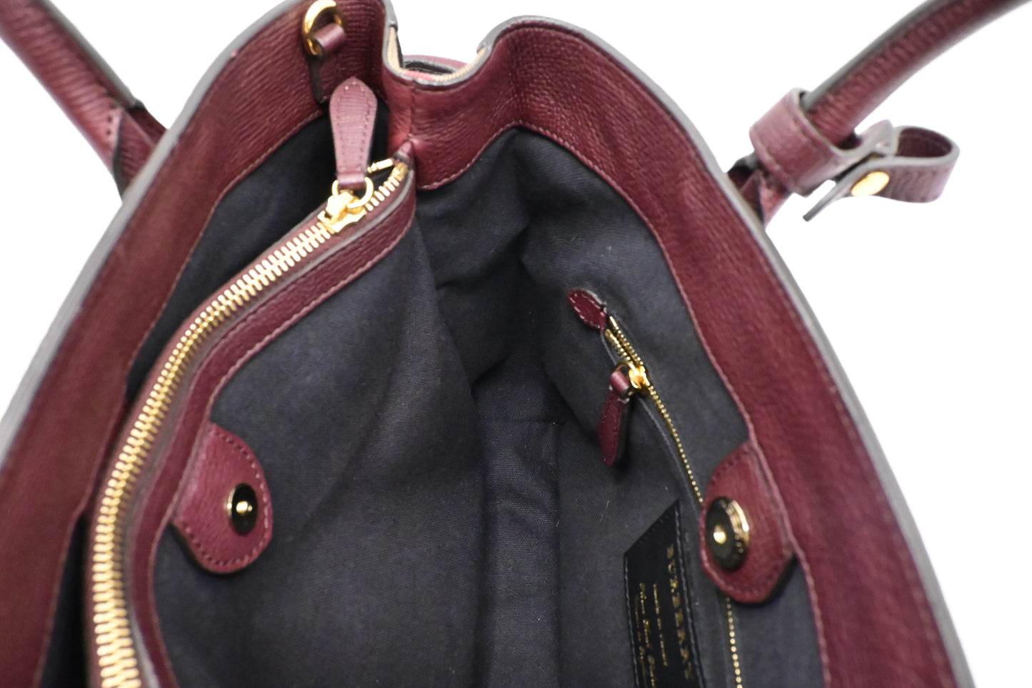 Burberry Banner House Check Medium Tote in Burgundy Leather