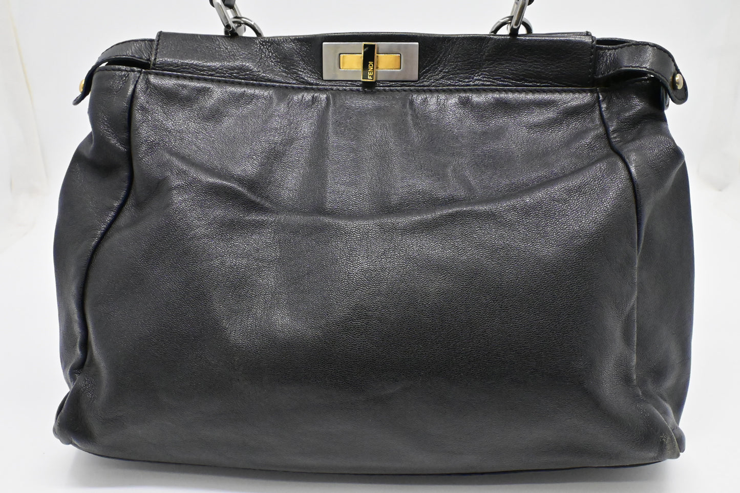 Fendi Medium Peekaboo Tote in Black Leather
