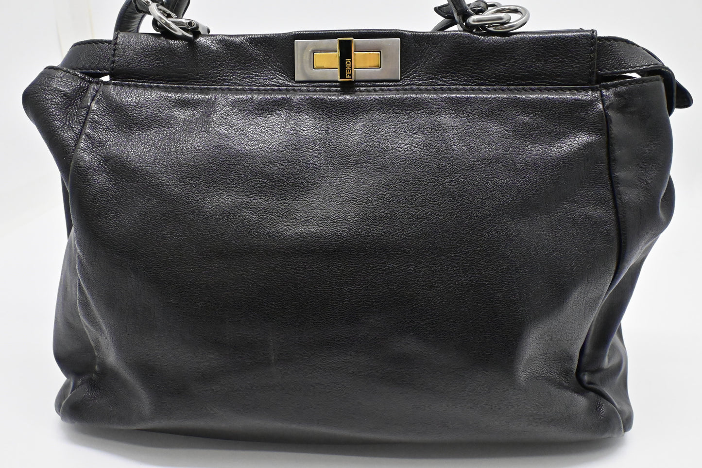 Fendi Medium Peekaboo Tote in Black Leather
