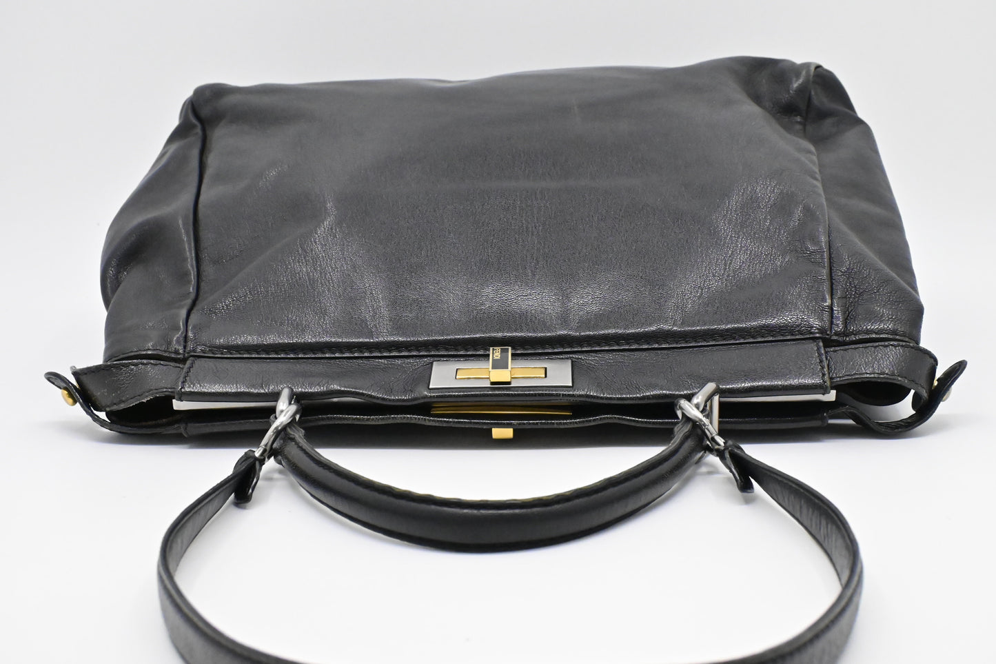 Fendi Medium Peekaboo Tote in Black Leather