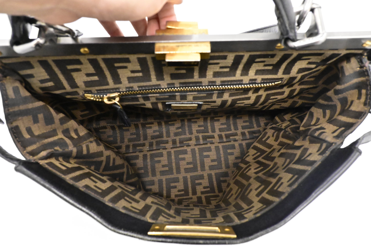 Fendi Medium Peekaboo Tote in Black Leather