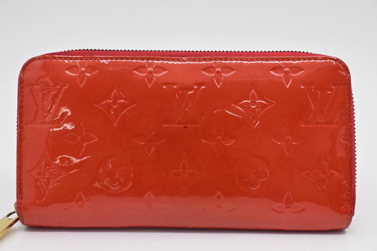 Louis Vuitton Long Zippy Wallet in Orange Sunset Vernis Leather