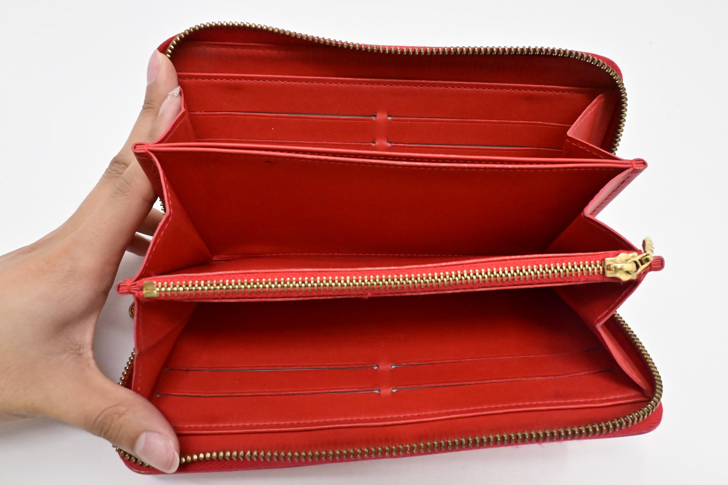 Louis Vuitton Long Zippy Wallet in Orange Sunset Vernis Leather