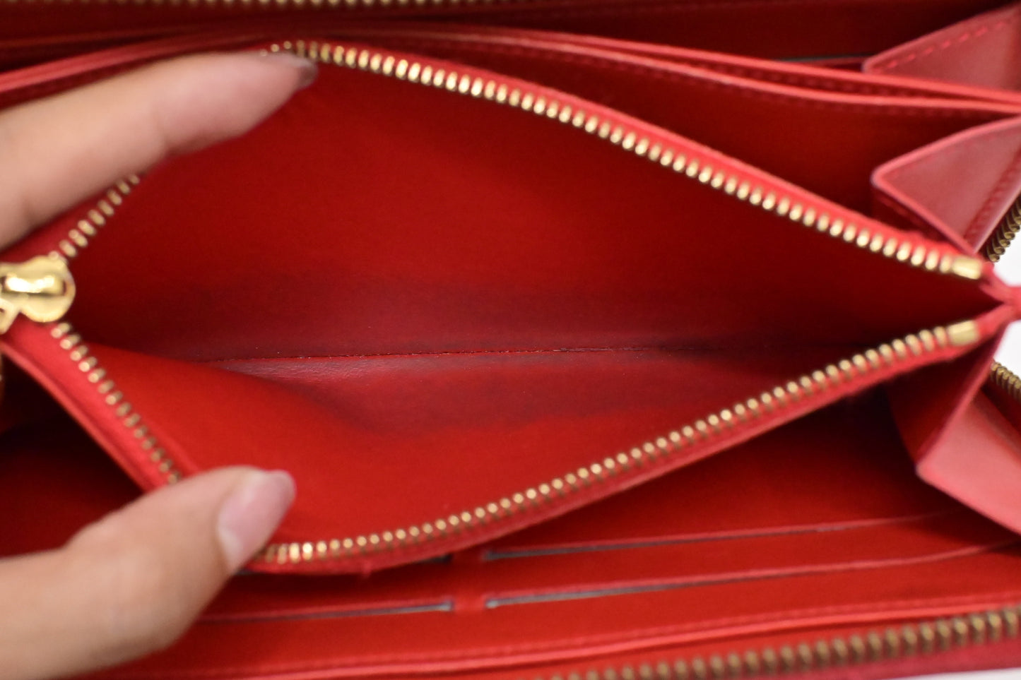 Louis Vuitton Long Zippy Wallet in Orange Sunset Vernis Leather