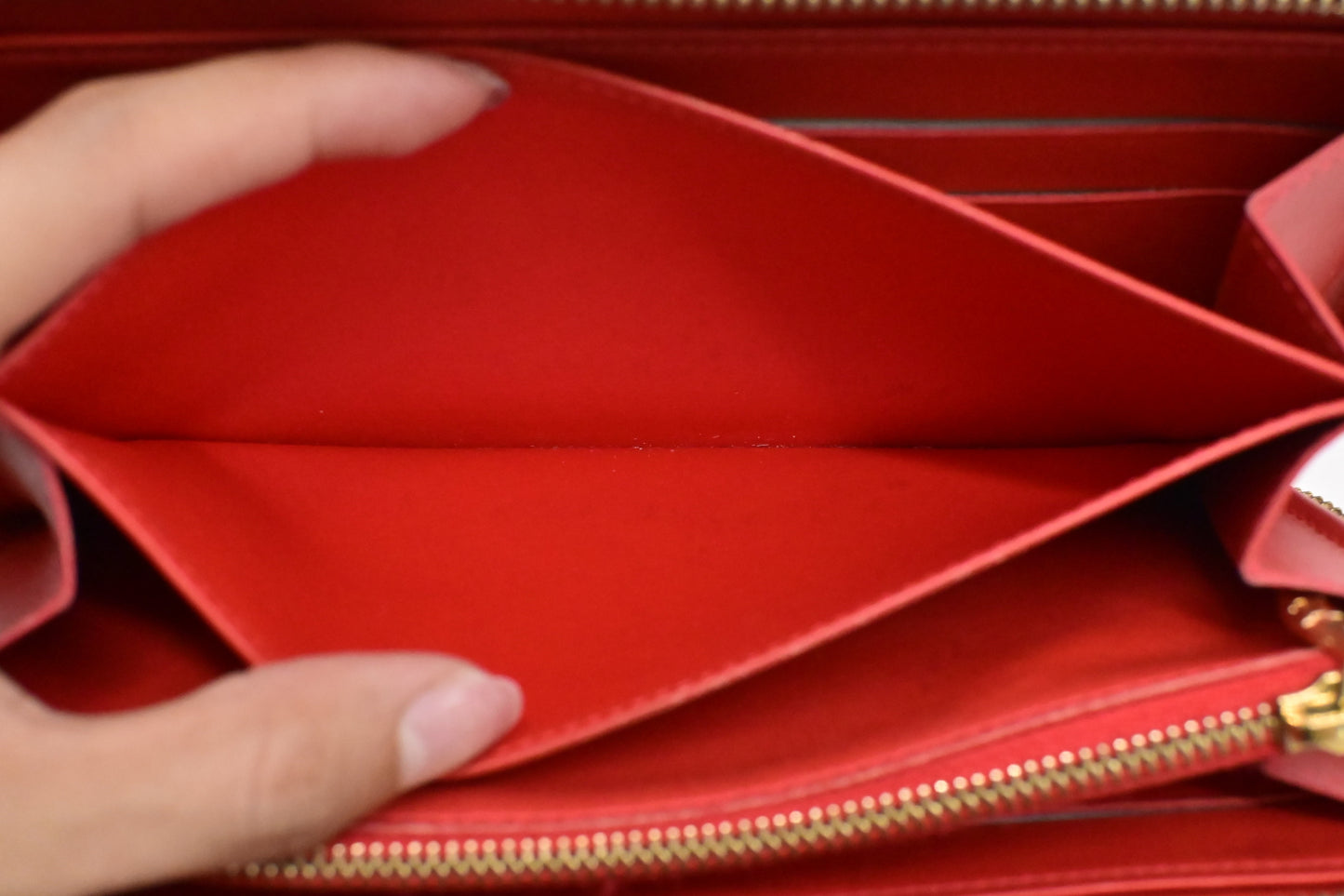 Louis Vuitton Long Zippy Wallet in Orange Sunset Vernis Leather